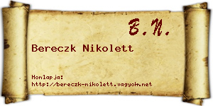 Bereczk Nikolett névjegykártya